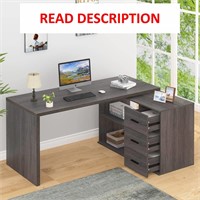 HSH L Shaped Desk  Rustic Gray  55 Inch