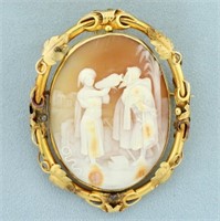 Antique Rotating Bible Scene Cameo Pin Brooch in 1