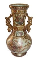 Chinese Satsuma two handle vase 13.5"h