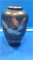 Metal vase.  Birds design
