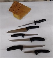 5 Knife Set with Butcher Block