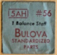 Vtg Bulova Watch 5AH Balance Staff Part #56 NOS