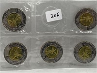 RCM 2014 WAIT FOR ME DADDY 5 X $2 COIN SET  MINT