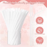 2000pc 8" Plastic Straws, White, Suclain