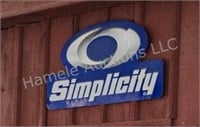 Simplicity blue wall sign - in showroom