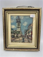 ANTIQUE / VINTAGE STREET SCENE PICTURE  APPROX 6"
