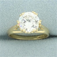 CZ Double Prong Solitaire Engagement Ring in 14k Y