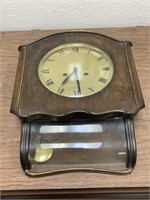 Antique Wooden Wall Clock, curved Glass