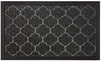 29x17 Natural Rubber Doormat, Gray Quatrefoil
