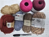 7x Skeins of Yarn, Various Types and Colors