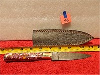 Damascus Knife Resin Handle 8-1/4" L w/ Sheath