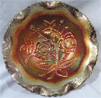 IMPERIAL CARNIVAL GLASS SUNSET RUBY BOWL