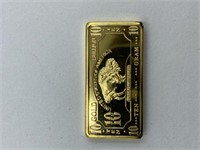 SMALL GOLD PLATED BUFFALO BAR APPROX 1 " X 1/4"