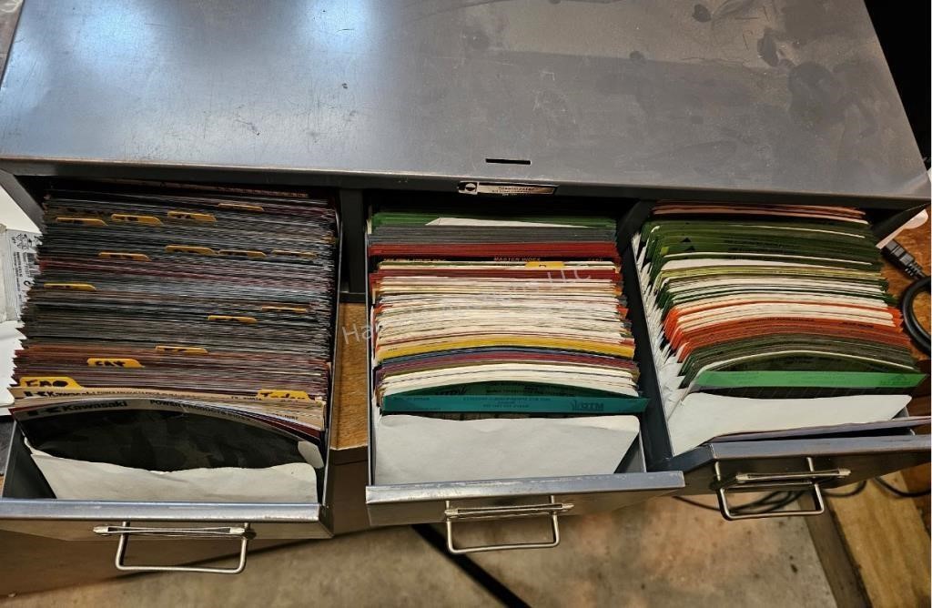 Antique index filing system - 3 drawer, grey - 21"