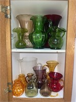 Colored Blown Glass Pitchers/Vases