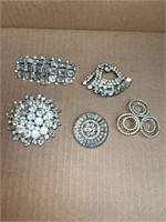 Clear Stone Vintage Brooches