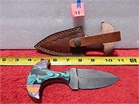 Damascus Knife Wood Handle Push Dagger 6"