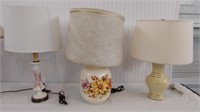 3 Vintage Lamps 24" & 25" tall