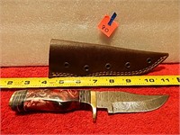 Damascus Knife Resin Handle 8-1/4" w/ Sheath