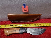 Damascus Knife Wood Handle 8" w/ Sheath
