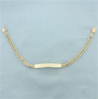 ID Nameplate Rope Bracelet in 14k Yellow Gold