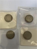 4- 1907 & 1908 Liberty Nickels