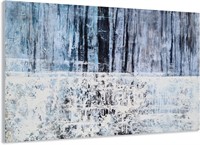 Abstract Forest Canvas Wall Art - Black Blue White