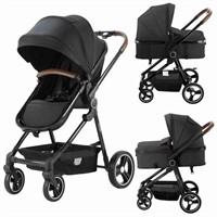 2-in-1 Bassinet Stroller for Infants  Black