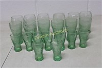 Green Coloured Coca Cola Glasses