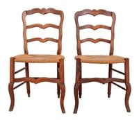 French Provincial Walnut Ladder Back Side Chairs 2