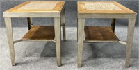 Pair Metal Frame Accent Tables