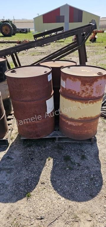 Empty steel 55 gallon barrels - on pallet