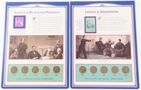TWO LINCOLN PENNY SETS ON HISTORICAL INFO CARDS