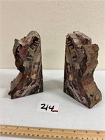 Petrified Wood Bookends 8"H