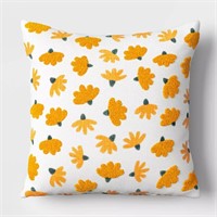 Embroidered Cotton Square Throw Pillow