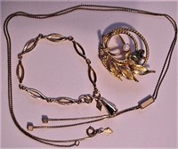 Vtg Sarah Cov Jade Garden Brooch Bracelet Necklace