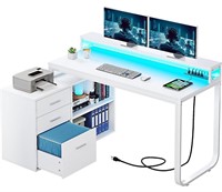 Retail$250 LShaped Desk w/ Power Outlets and LEDs