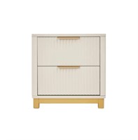 ($239) 2 Drawer End Table, White