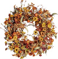 J'FLORU Artificial Fall Wreath 22 Inch