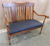 ANTIQUE SOLID WOOD SETTEE FINE REUPHOLSTERED,