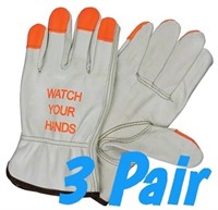3pr Medium Leather Gloves, MCR Safety