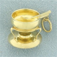 3-D Fondue Pot Charm in 18k Yellow Gold