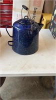 11" Tall Old Enamel Granite Kettle or Pot