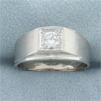 Men's Illusion Set Diamond Ring in 14k White Gold