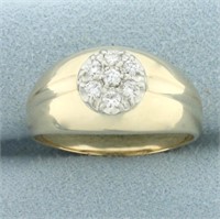 Men's Diamond Target Design Ring in 14k Yellow Gol