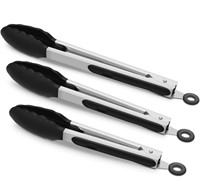SILICONE TONGS SET OF 3-9,12 AND 14 INCHES, HEAVY