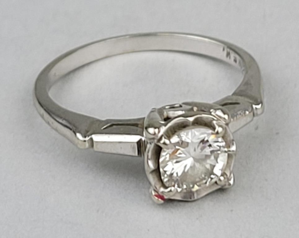 14K White Gold Diamond Engagement Ring.