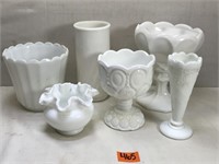 Various Vintage Milk Glass Glass Ware