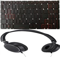 NEW $68 2PK Laptop Keyboard & Over Ear Headphones
