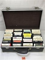 Vintage 8 Track Tapes and Storage Bin